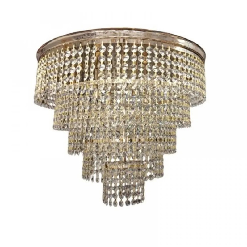 NG Lighting Φωτιστικό Οροφής Πλαφονιέρα Χειροποίητο Μεταλλικό Χρυσό Ματ με Κρύσταλλα 8xG9 Φ50x45cm 2026612